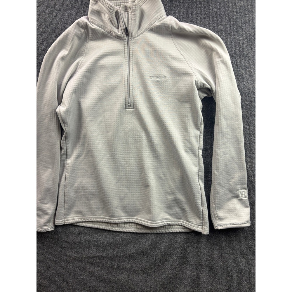 Patagonia R1 Pullover Womens Medium Light Grey Grid Fleece Quarter Zip